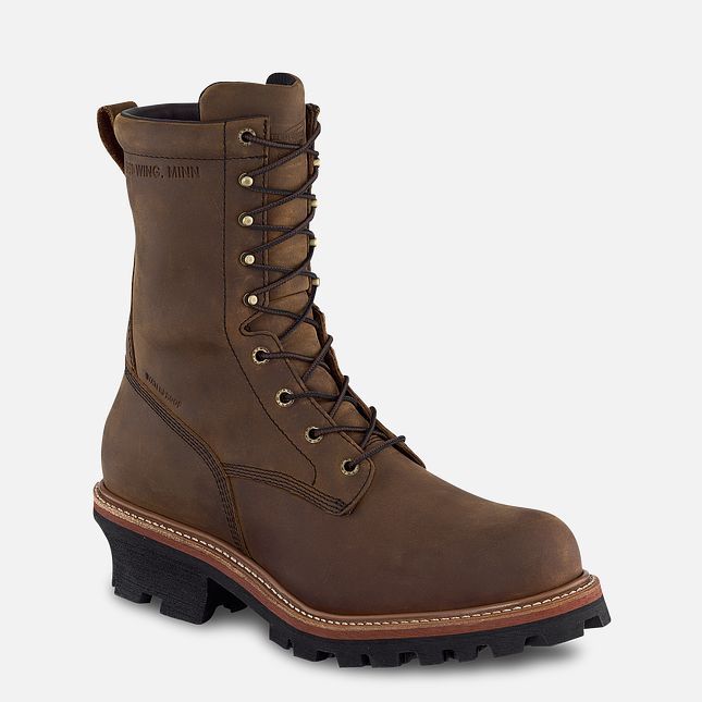 Red Wing Loggermax 9-inch Impermeabili, Logger Stivali da Lavoro Uomo Marroni | 9482-AJUFY